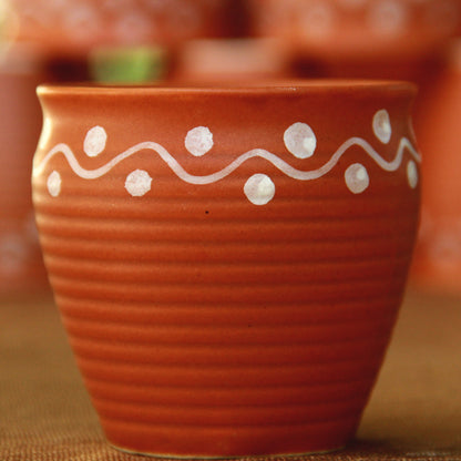 Earthen Ceramic Kulhad with Ceramic Tray(Set of 6)