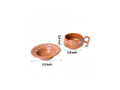 Earthen Print Ceramic Cup Saucer(Set of 6)