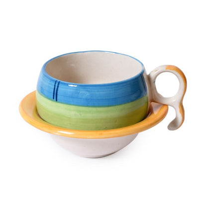 Tri Print Ceramic Cup Saucer(Set of 6)