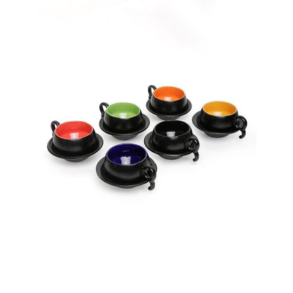 Multicolored Ceramic Cup Saucer(Set of 6)