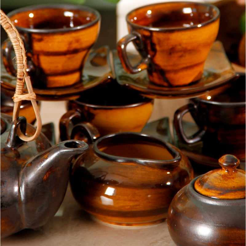 Studio Pottery Stoneware Tea Set (set of 15)