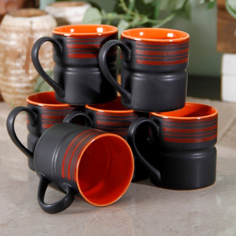 Matt work Black Coffee Mug Set