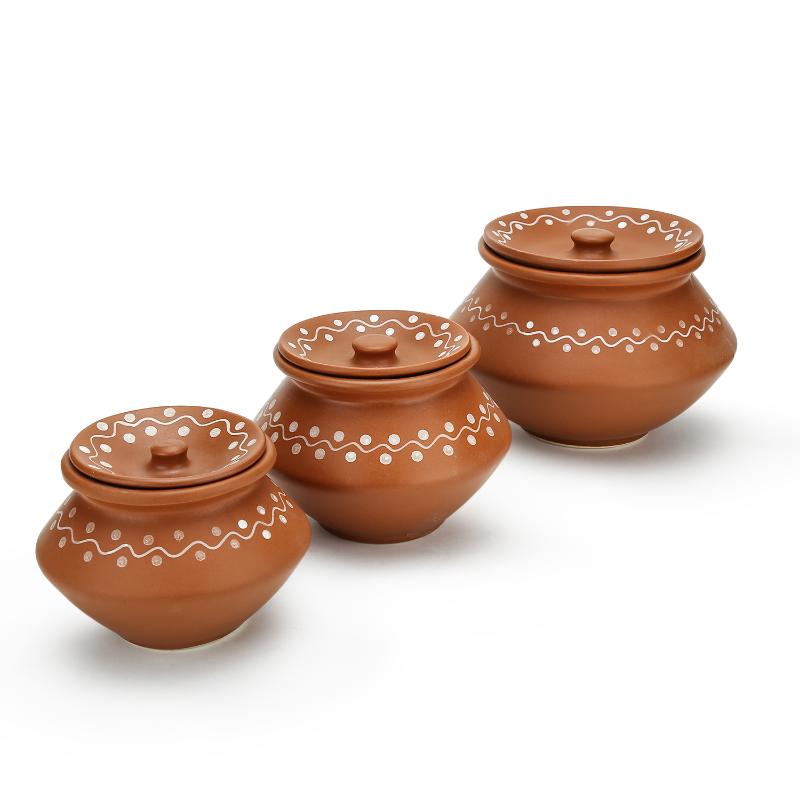 Earthen Ceramic Handi(Set of 3)