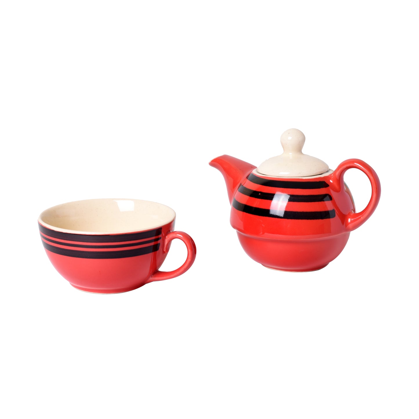 Ceramic Single Tea Pot Set with Base Tray