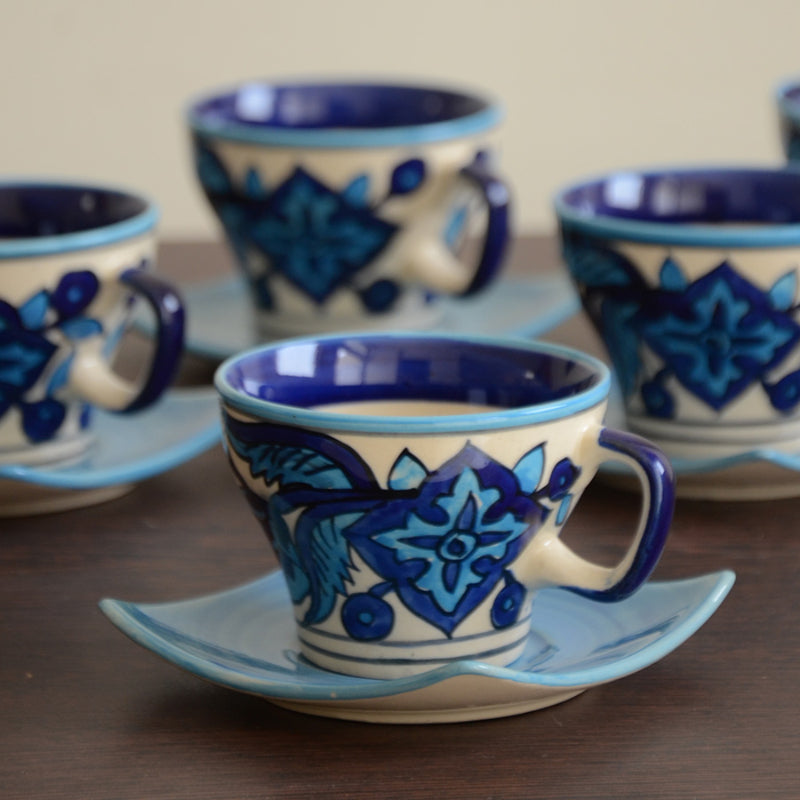 Ceramic Moroccan Handpainted Blue Tea Set (15 pcs.)