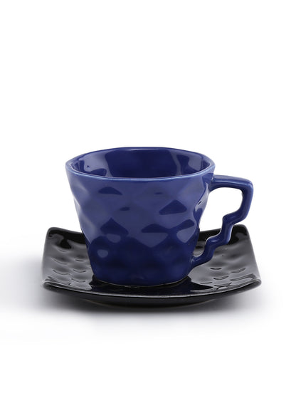 ceramic multicolored diamond cup saucer set(Set of 6)