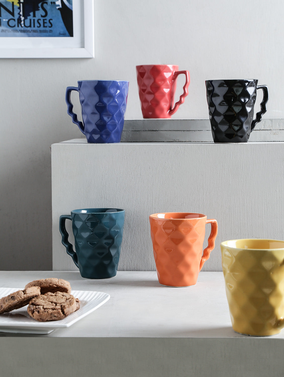 ceramic multicolored Coffee Mug set(Set of 6)