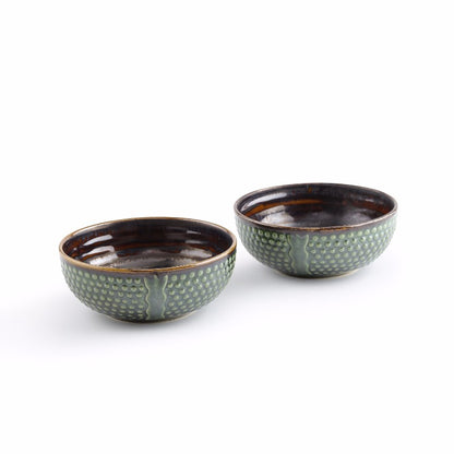 Studio Pottery stoneware serving bowl set(Set of 2)
