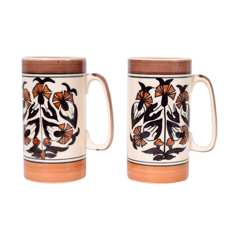 Ceramic Floral Beer mug set (Set of 2)