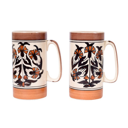 Ceramic Floral Beer mug set (Set of 2)