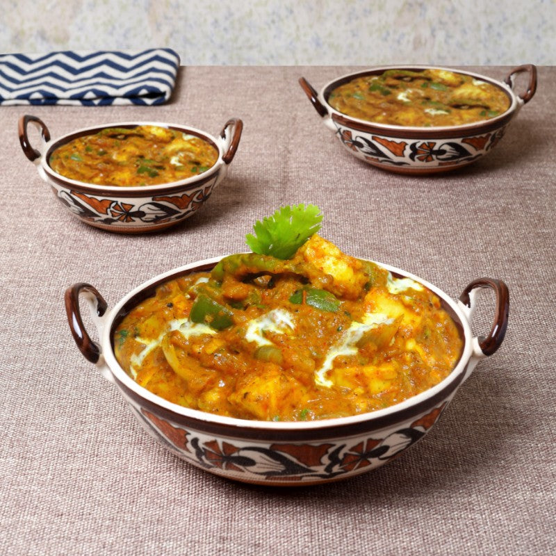 ceramic floral Kadhai set (Set of 3)