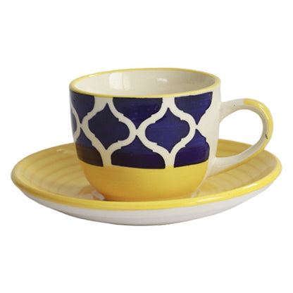 "Mugal Moroccan Shade" handpainted ceramic Cup Saucer(Set of 6)