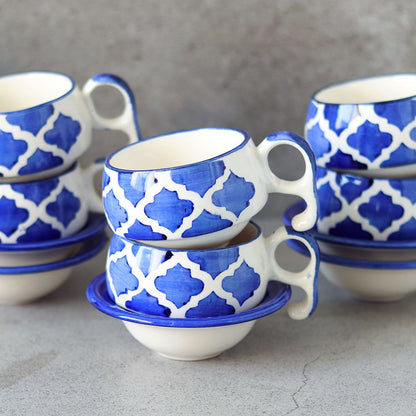 Moroccan handpainted chirag ceramic Cup Saucer(Set of 6)