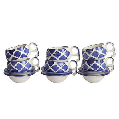 Moroccan handpainted chirag ceramic Cup Saucer(Set of 6)