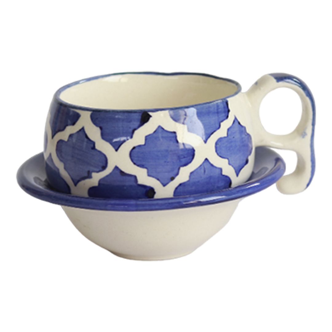 Moroccan handpainted chirag ceramic Cup Saucer(Set of 6)