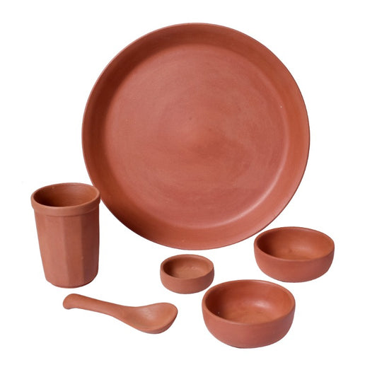 handmade earthern clay dinner set(Set of 6)
