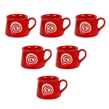 hand crafted stoneware red coffee mug set(Set of 6)