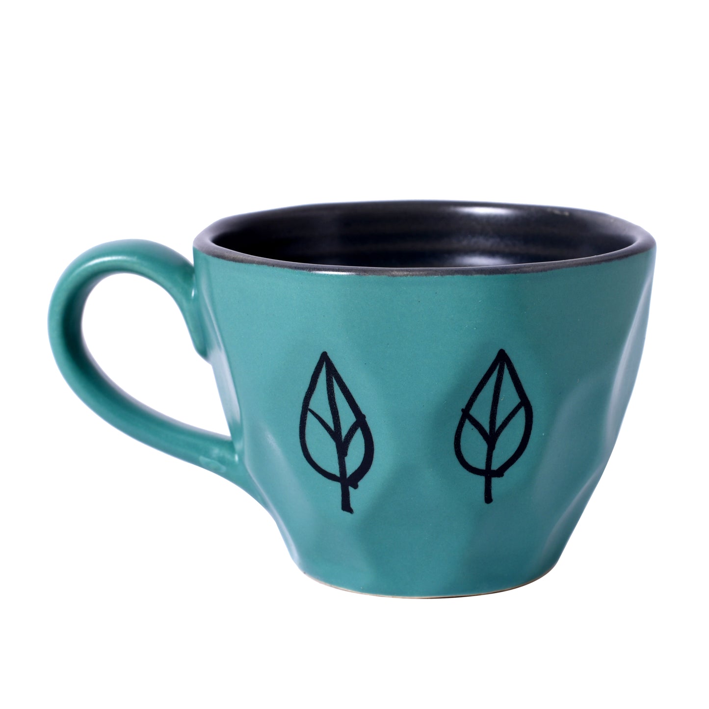 Studio Pottery Ceramic Coffee Mugs and Ceramic Tea Cups (Set of 6, Blue & Black)