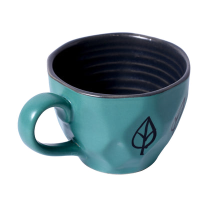 Studio Pottery Ceramic Coffee Mugs and Ceramic Tea Cups (Set of 6, Blue & Black)