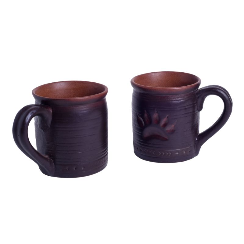 Stoneware Studio Glazed Pottery Beer Mugs (Set of 2, Black )