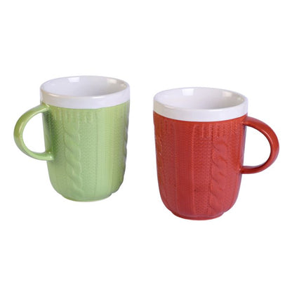 Ceramic tableware serving hand knitted multicolor tea/coffee mug set(Set of 2)