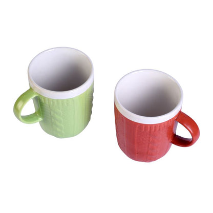 Ceramic tableware serving hand knitted multicolor tea/coffee mug set(Set of 2)