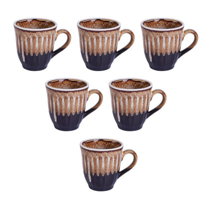 Ceramic tableware serving studio glazed coffee mug(Brown,Set of 6)