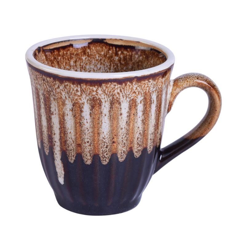 Ceramic tableware serving studio glazed coffee mug(Brown,Set of 6)