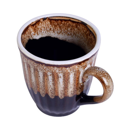 Ceramic tableware serving studio glazed coffee mug(Brown,Set of 6)