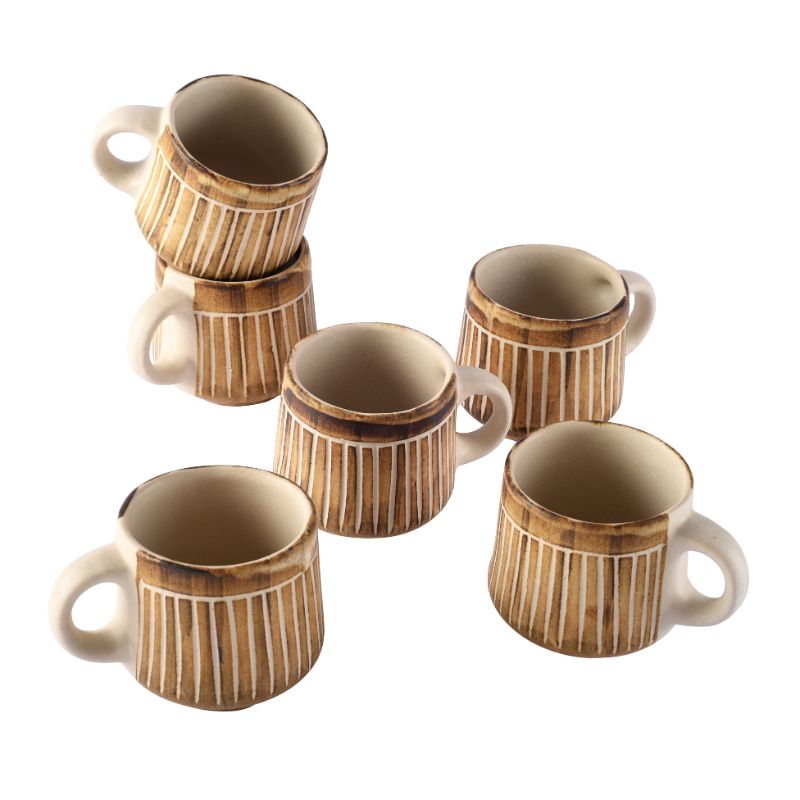 rustic handpainted ceramic tea/coffee mug(Set of 6)