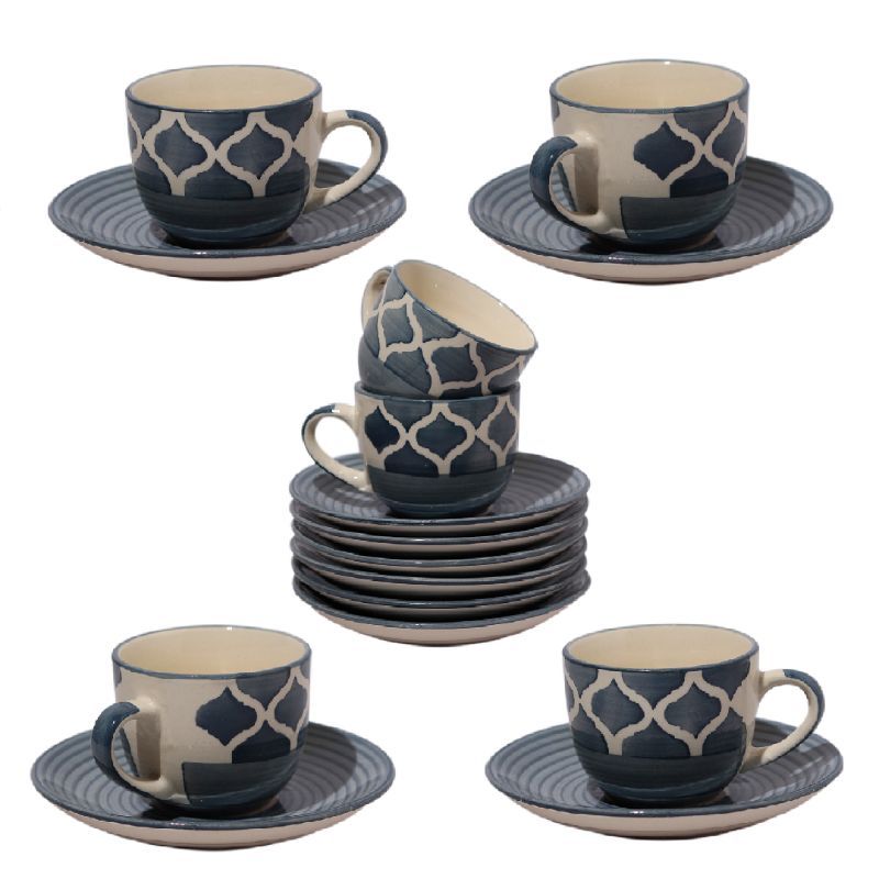 "Umrao Jaan" ceramic handpainted cup saucer(Set of 6)