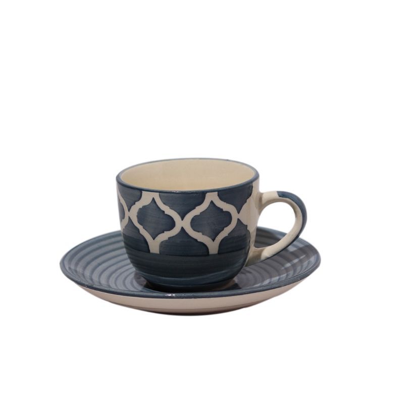 "Umrao Jaan" ceramic handpainted cup saucer(Set of 6)