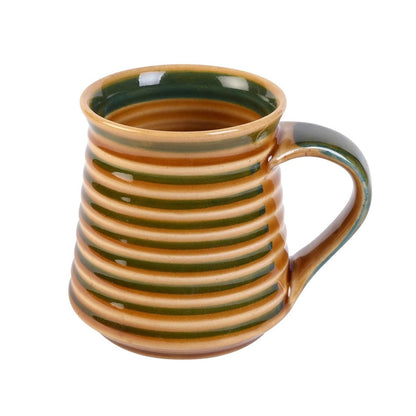 Studio Glazed Brown Green Textured Handmade Ceramic Coffee Mug(6 Mug)