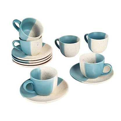 Ceramic "Duo-color" cup-saucer set for Tea/Coffee(6 Cup,6 Saucer)