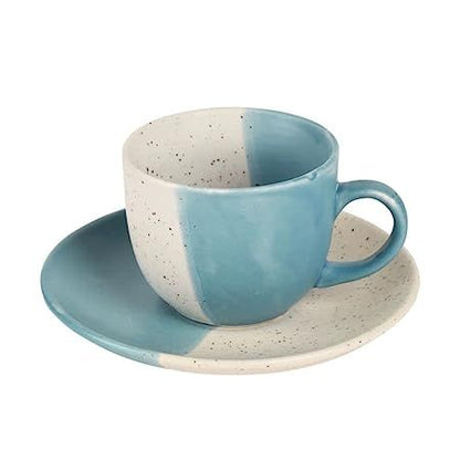 Ceramic "Duo-color" cup-saucer set for Tea/Coffee(6 Cup,6 Saucer)