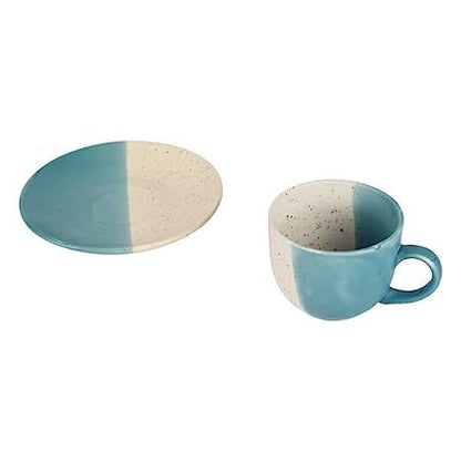 Ceramic "Duo-color" cup-saucer set for Tea/Coffee(6 Cup,6 Saucer)