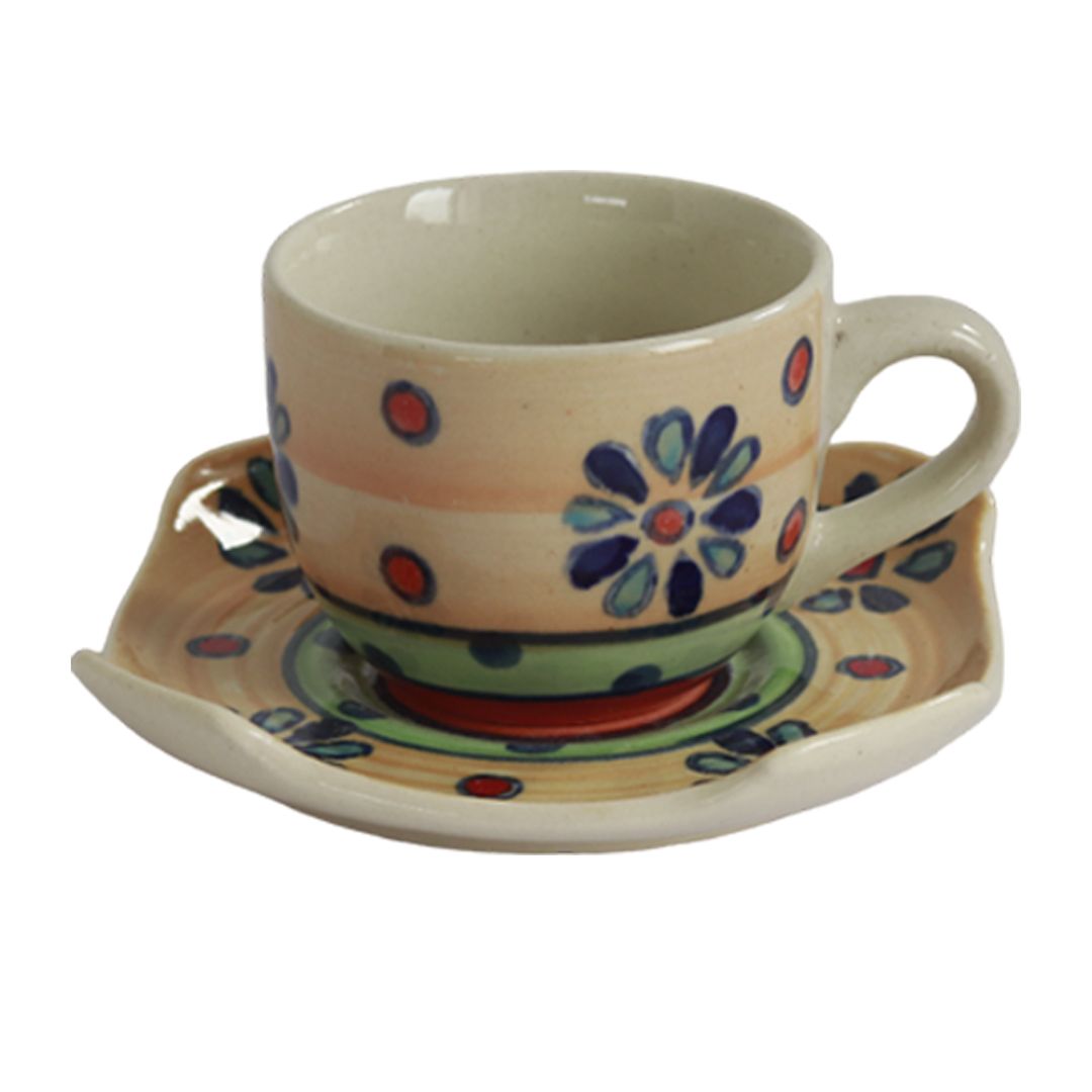 "Flower Petals" handpainted ceramic cup & saucer set(6 Cup, 6 Saucer)