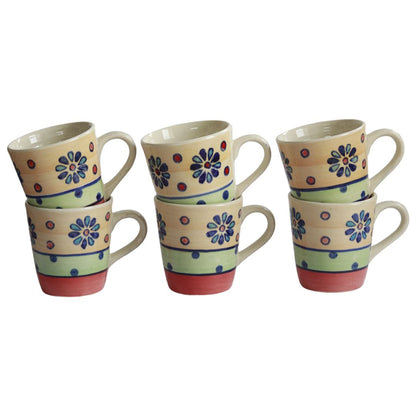 "Flower Petals" handpainted ceramic coffee mugs(Set of 6)