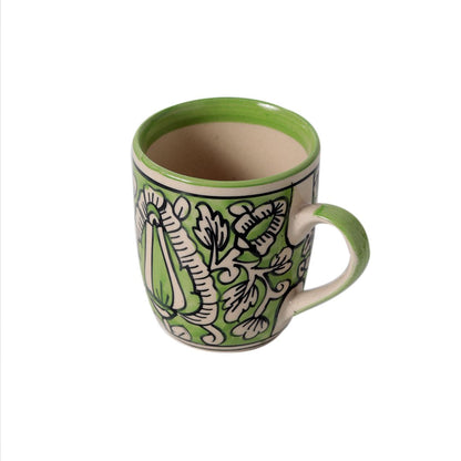 shades of Green "Mugal Floral" handpainted tea/coffee Mugs(Set of 6)