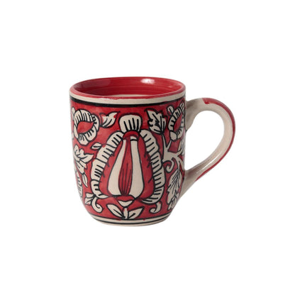 shades of Red "Mugal Floral" handpainted tea/coffee Mugs(Set of 6)