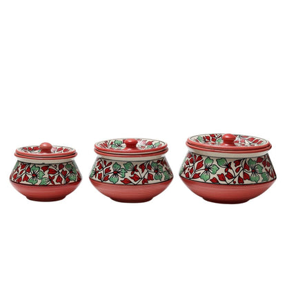 "Mugal Bageecha Shades of Flower" ceramic handi(Set of 3)