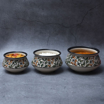 "Mugal Bageecha" ceramic handi(Set of 3)