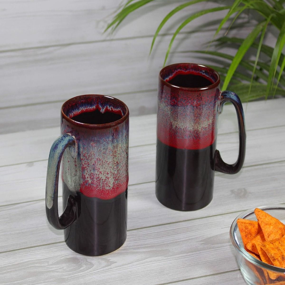 studio glazed ceramic beer mug (2 Mug)