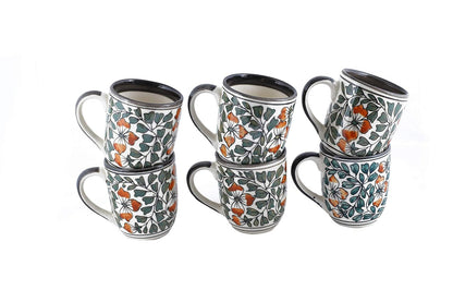 "Mugal Bageecha" ceramic multicolor tea/coffee mug (6 Mug)