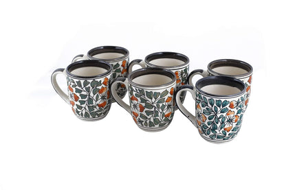 "Mugal Bageecha" ceramic multicolor tea/coffee mug (6 Mug)