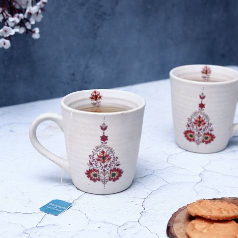 "Mugal Flower" ceramic tea/coffee mug (Set of 2)