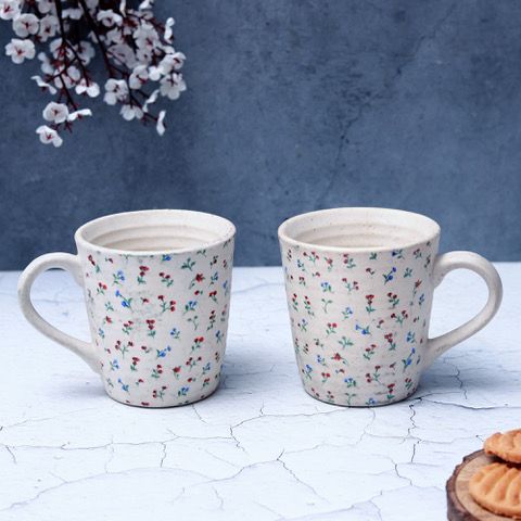 "Flower Petals" ceramic tea/coffee mug (Set of 2)