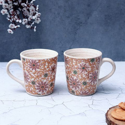 "Mugal Flower Bageecha" ceramic tea/coffee mug (Set of 2)