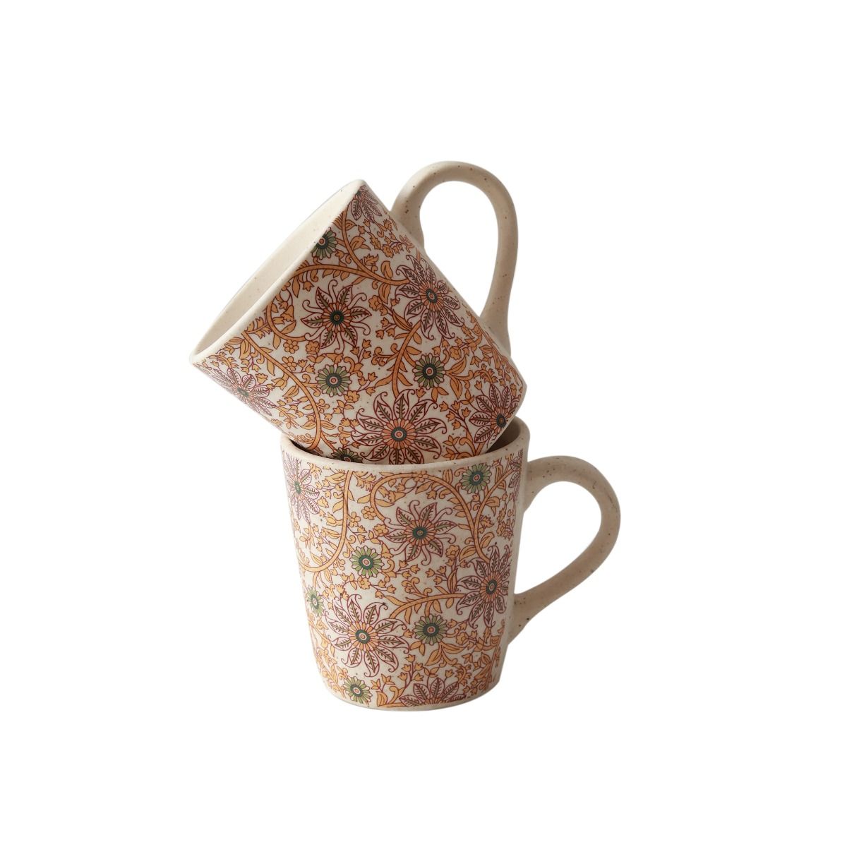 "Mugal Flower Bageecha" ceramic tea/coffee mug (Set of 2)