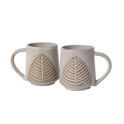 "Shades of Leaf" ceramic tea/coffee Mugs(Set of 2)